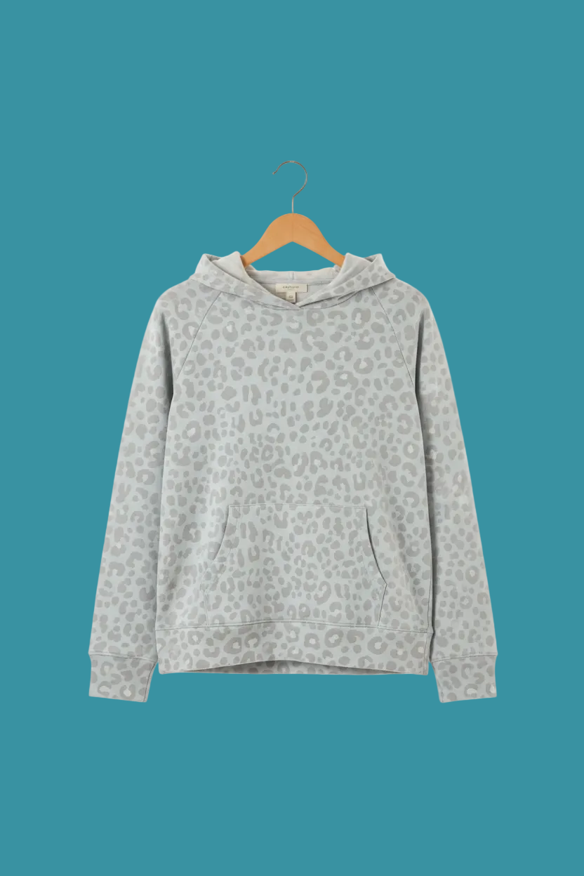 white and beige leopard print hoodie. Snazzy Sproglets