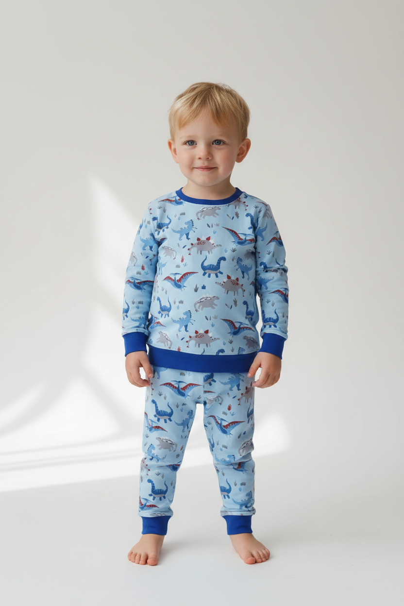 Loungewear -Dinosaur Pale Blue/Royal Blue