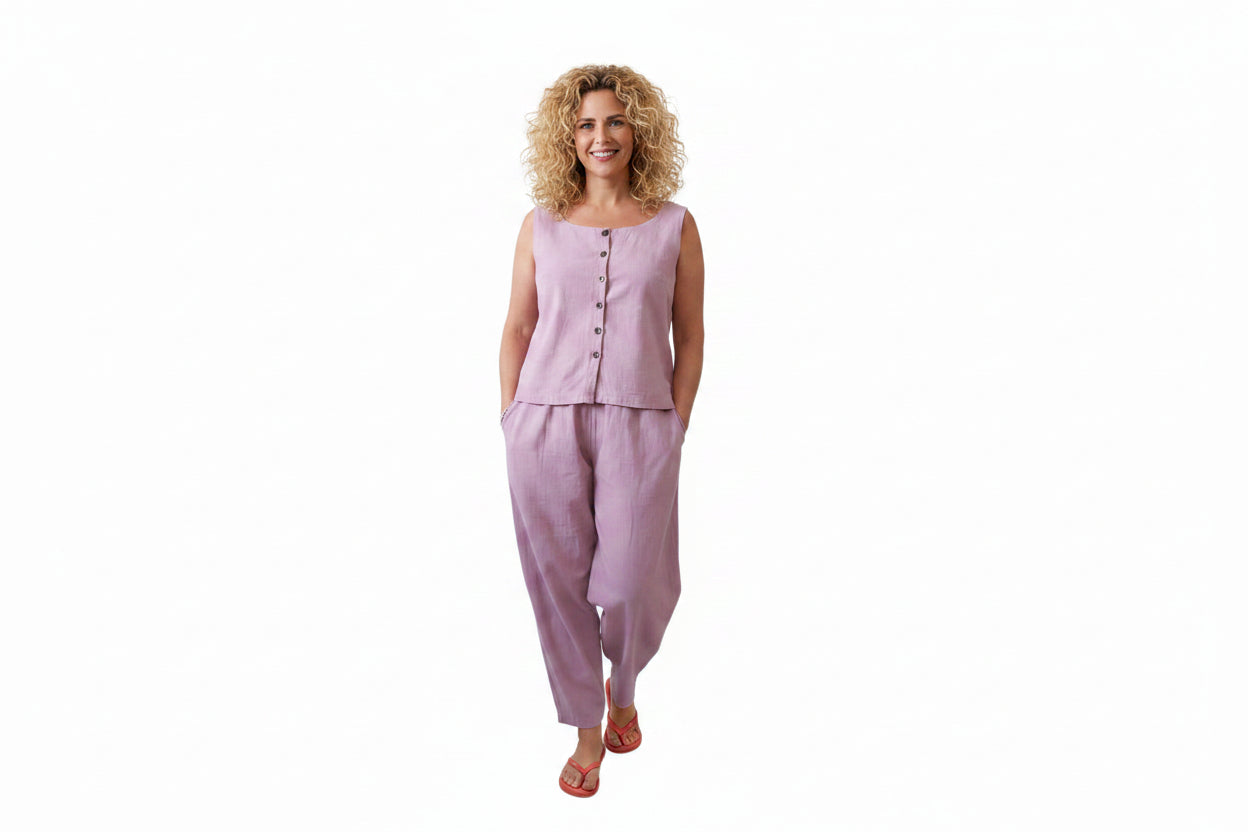 Made to Order Handmade Barrel Leg Pants – Cotton or Cotton Linen-Effect Fabric