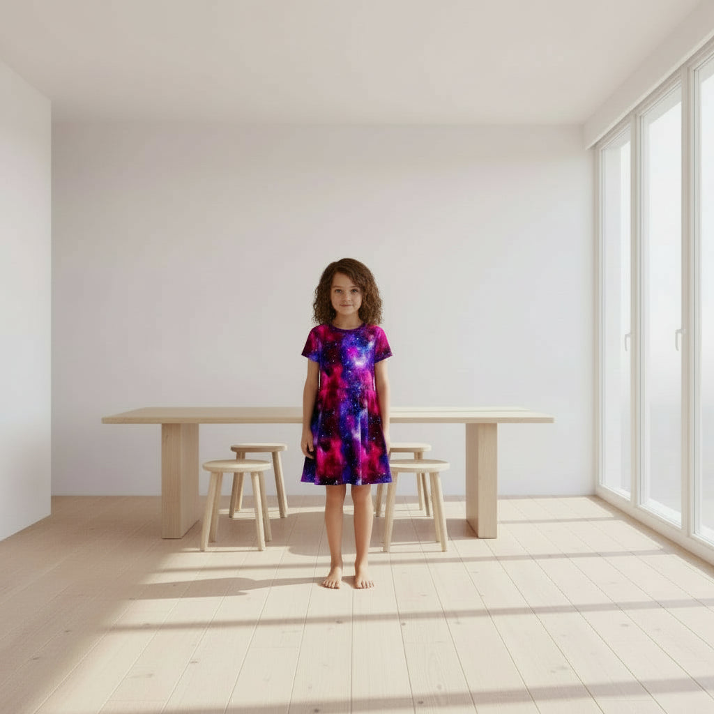 Swing dress, galaxy print