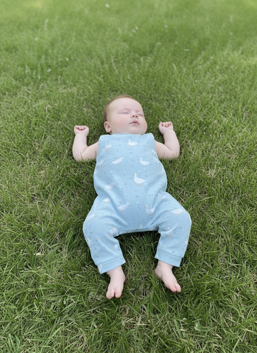 Geese print boho romper for babies and toddlers