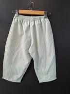 Kids Green & White Linen look Striped Ankle Length Barrel Leg Pants