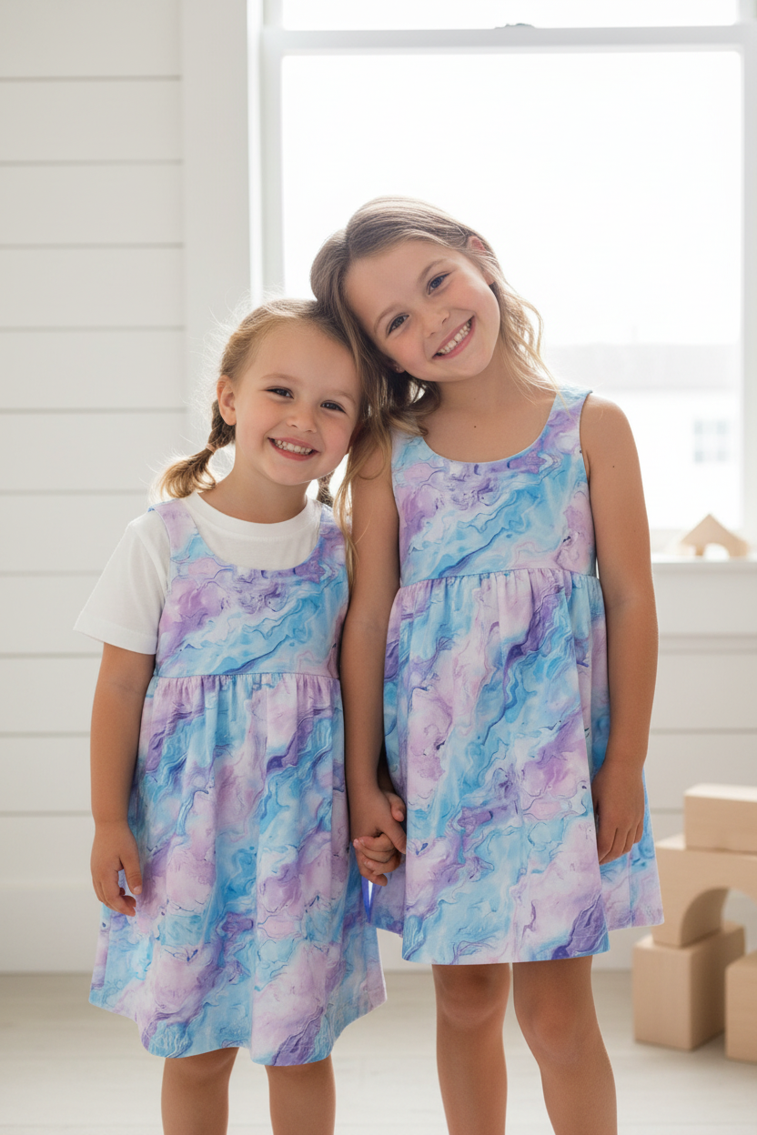 Made to Order Sleeveless pink and Lilac Summer Dress