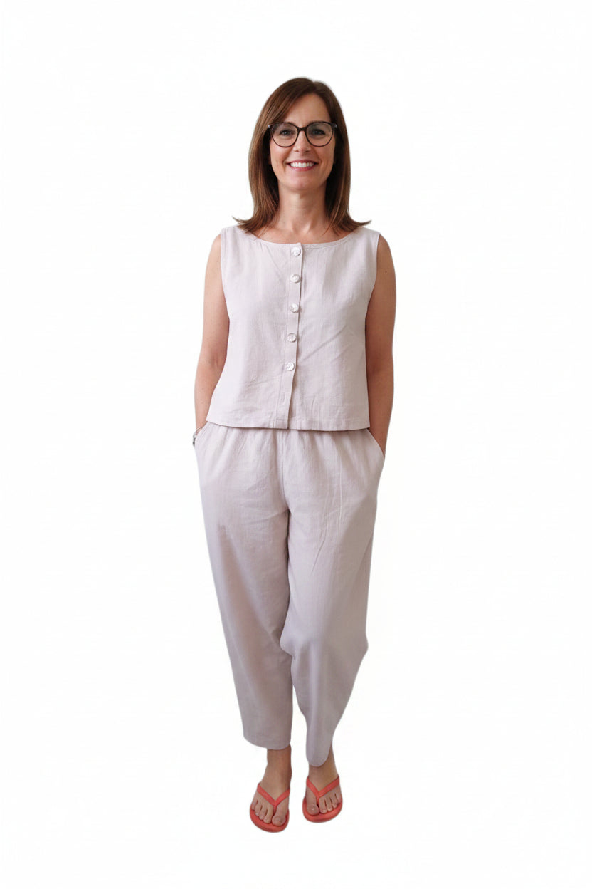 Made to Order Handmade Barrel Leg Pants – Cotton or Cotton Linen-Effect Fabric