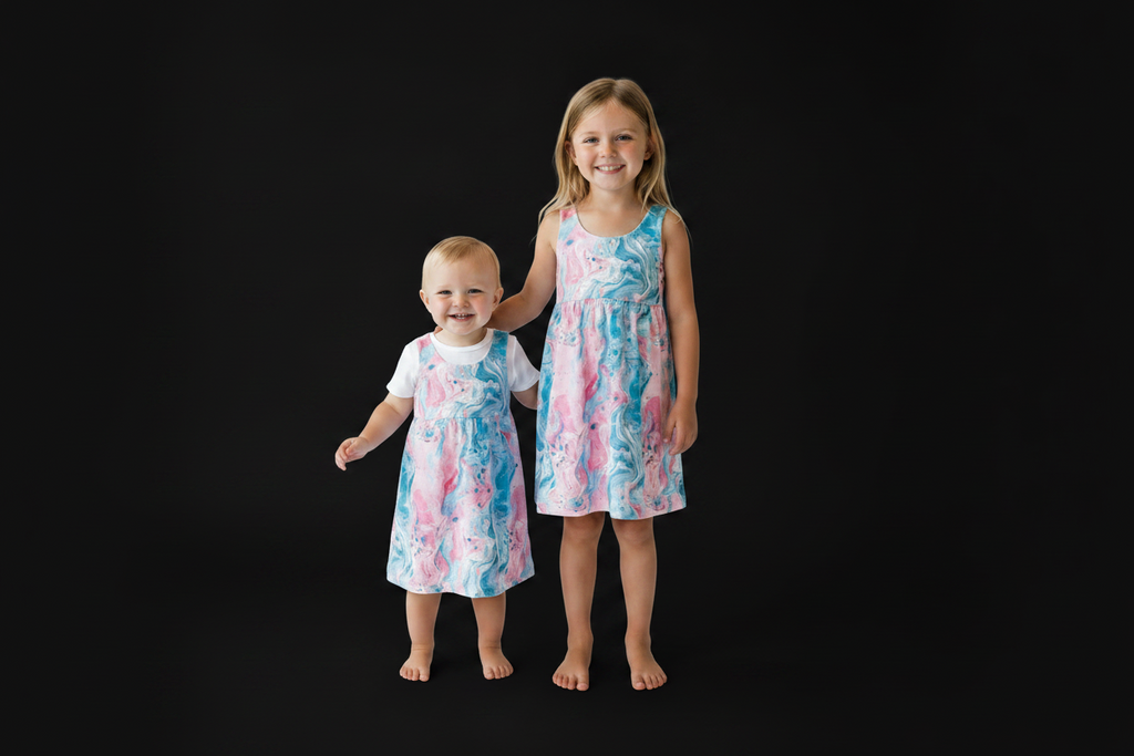 Sleeveless Blue and Pink Summer Dress