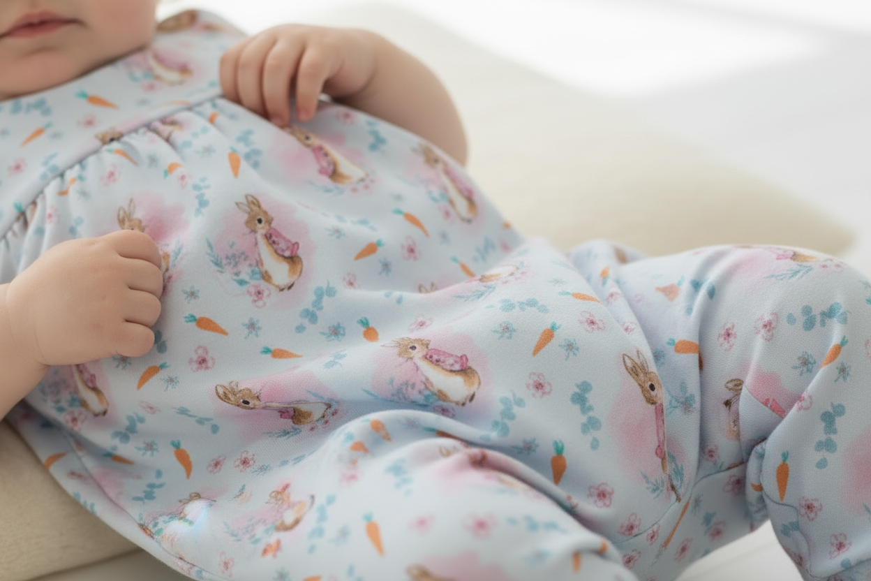 baggy fit romper with bunnies