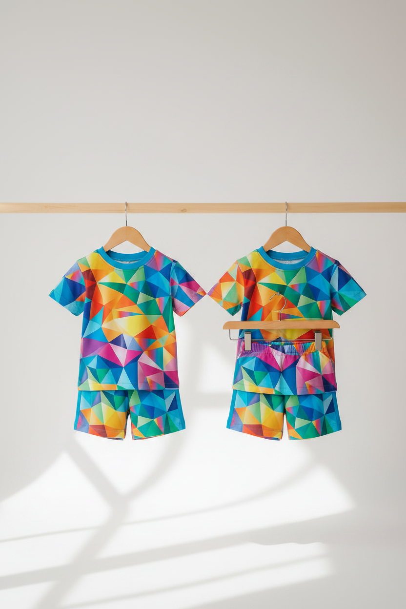 Kids Psychedelic Print Shorts Set – Cotton Jersey | Snazzy Sproglets