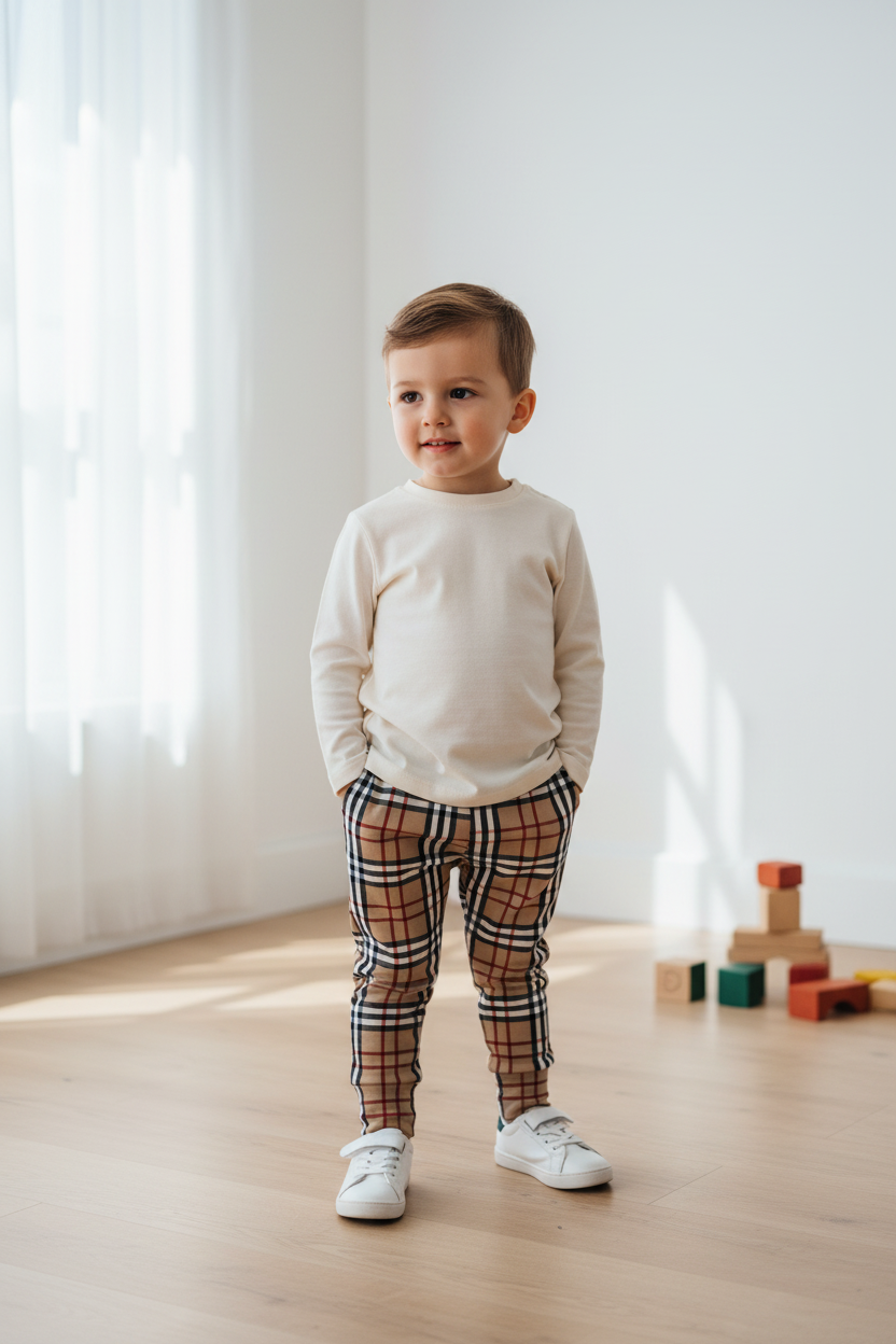 Plaid Checked Print Kids Joggers – Handmade in the UK | Snazzy Sproglets