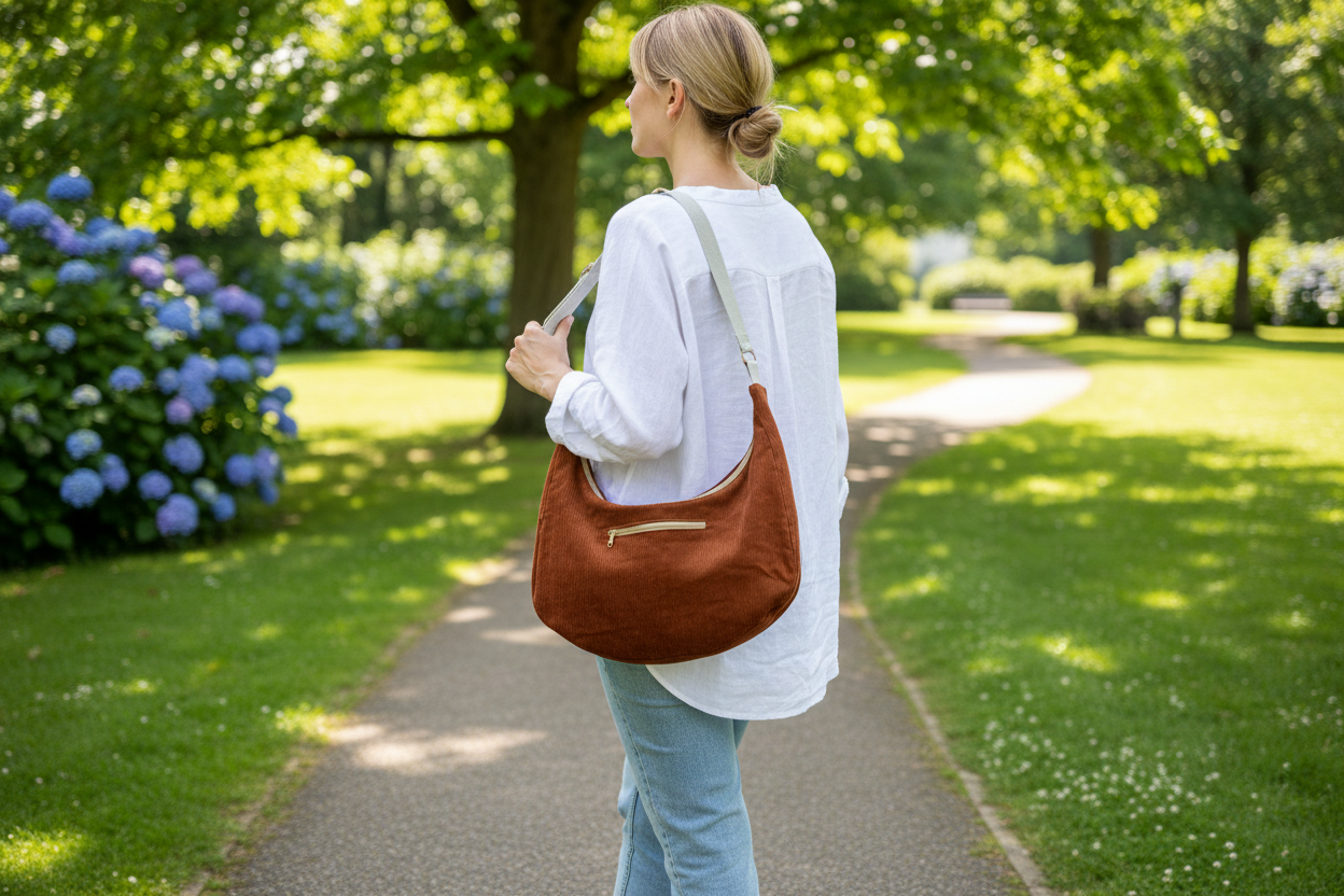 brown cord cross body bag