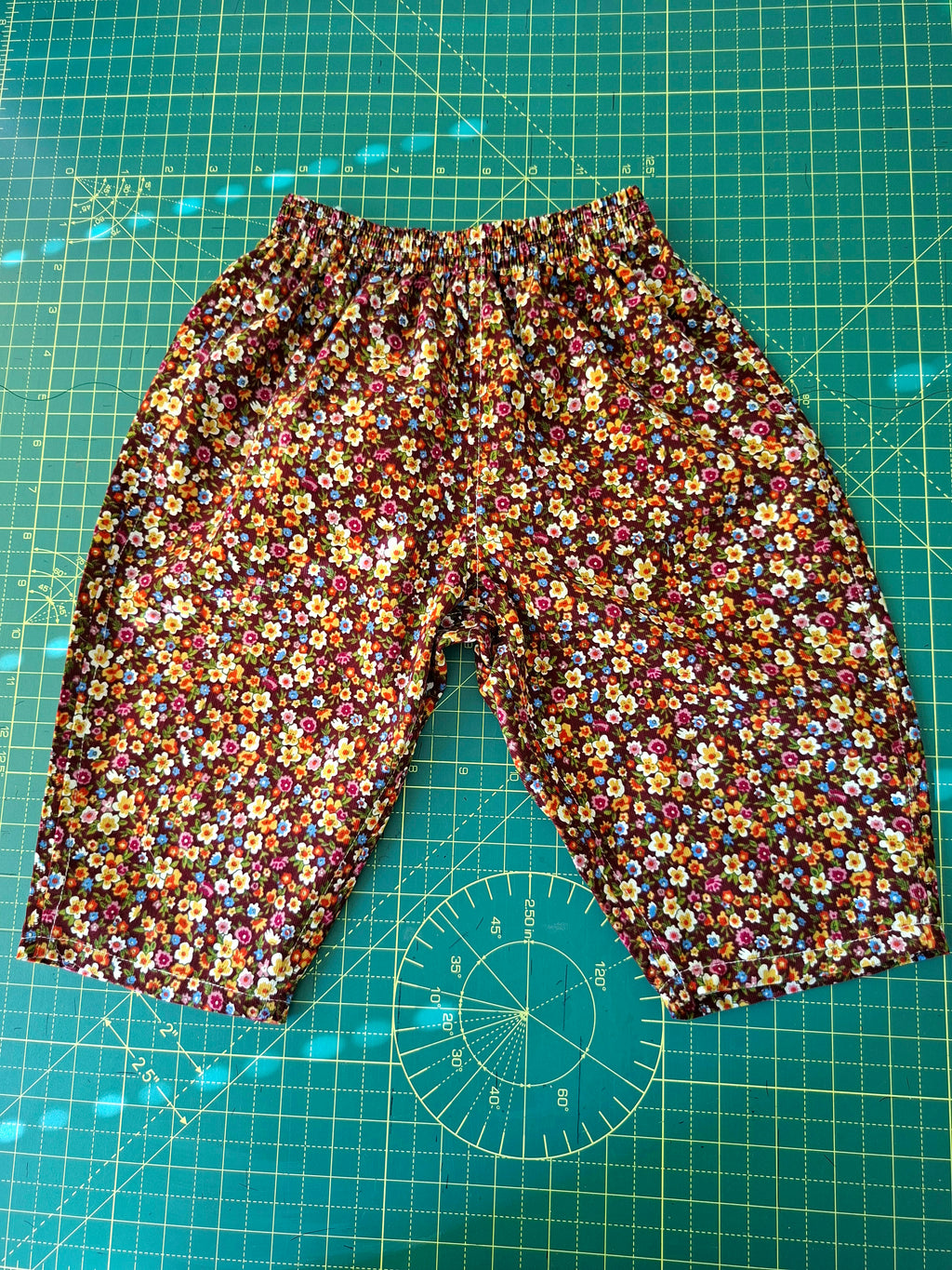 Kids Flowered Needlecord Ankle Length Barrel Leg Pants