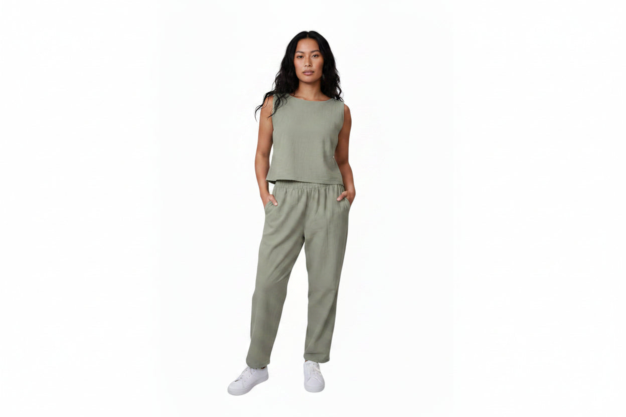 Made to Order Handmade Barrel Leg Pants – Cotton or Cotton Linen-Effect Fabric