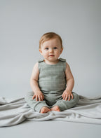 Kids green checked boho romper – handmade baggy fit | Snazzy Sproglets