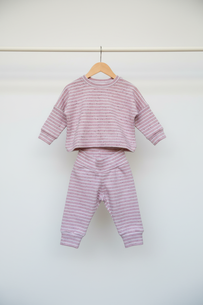 Pink-and-white set on a coat hanger