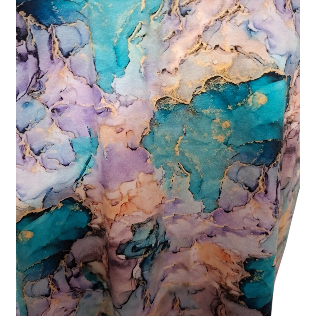 Abstract art with blue, purple, and pink colors on a white background