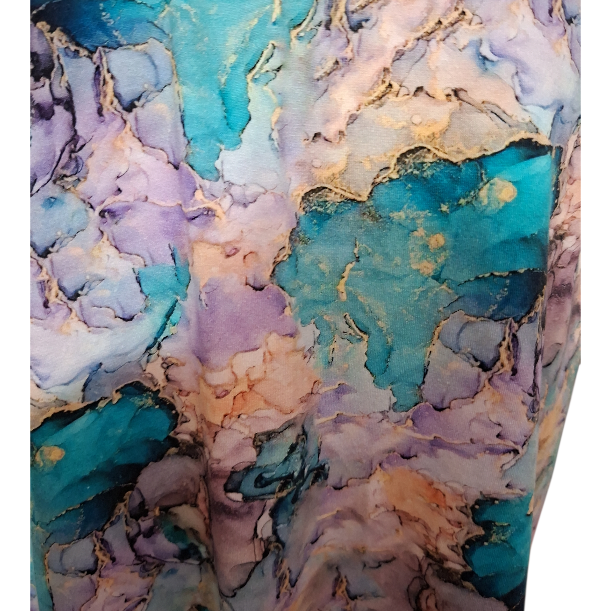 Abstract art with blue, purple, and pink colors on a white background