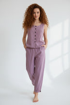 Handmade Barrel Leg Set – Button-Down Top & Trousers