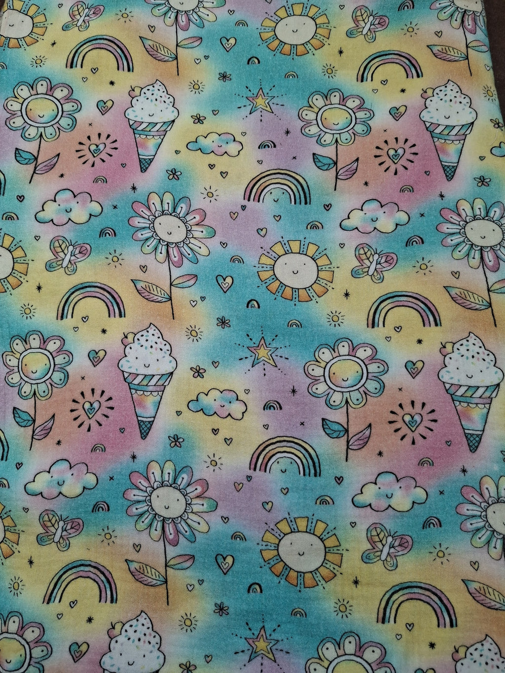 Kids Ice Cream Print Double Muslin Ankle Length Barrel Leg Pants