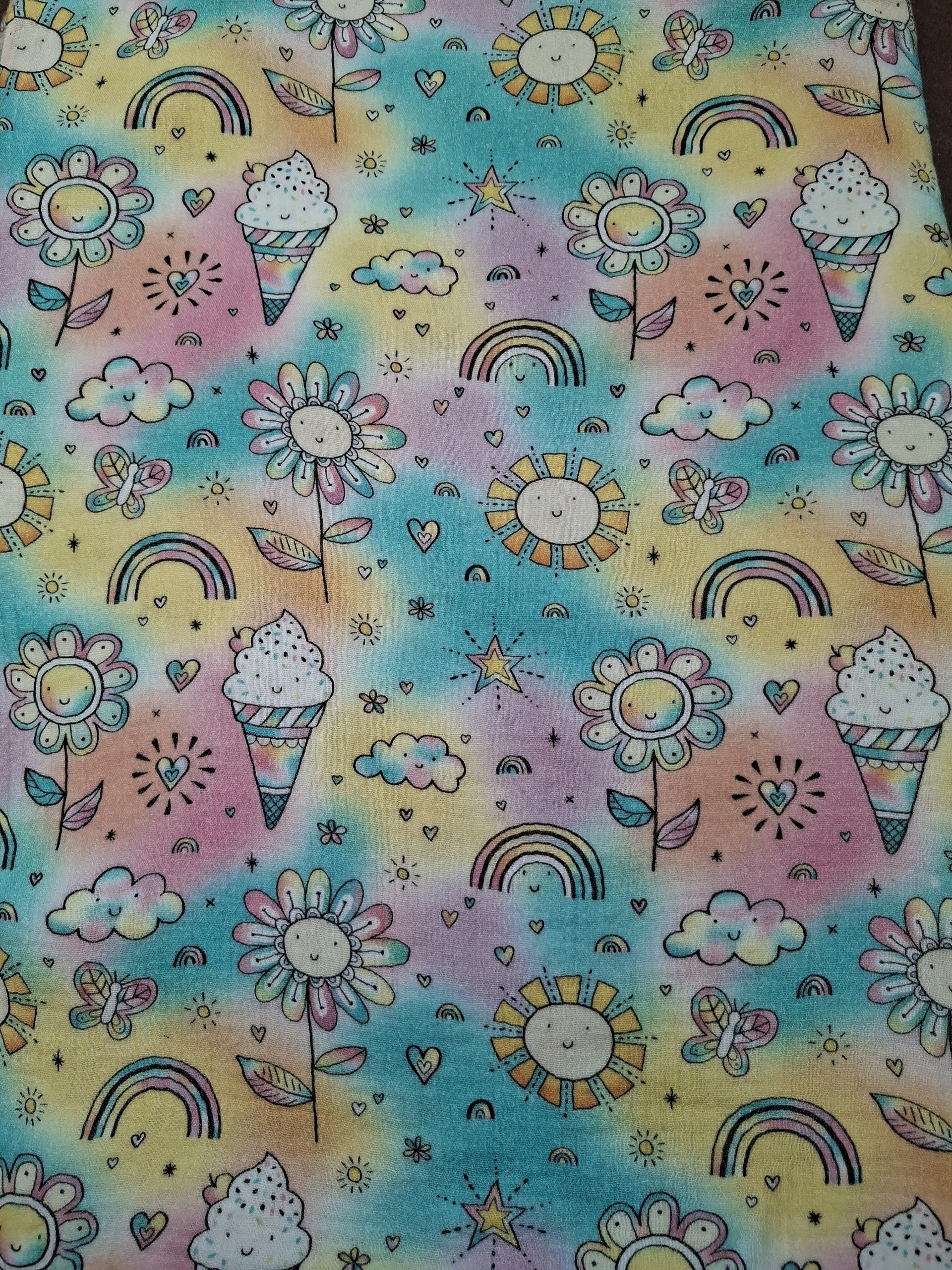Kids Ice Cream Print Double Muslin Ankle Length Barrel Leg Pants