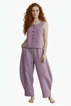 Made to Order Barrel Leg Trousers – Cotton Linen-Effect Fabric