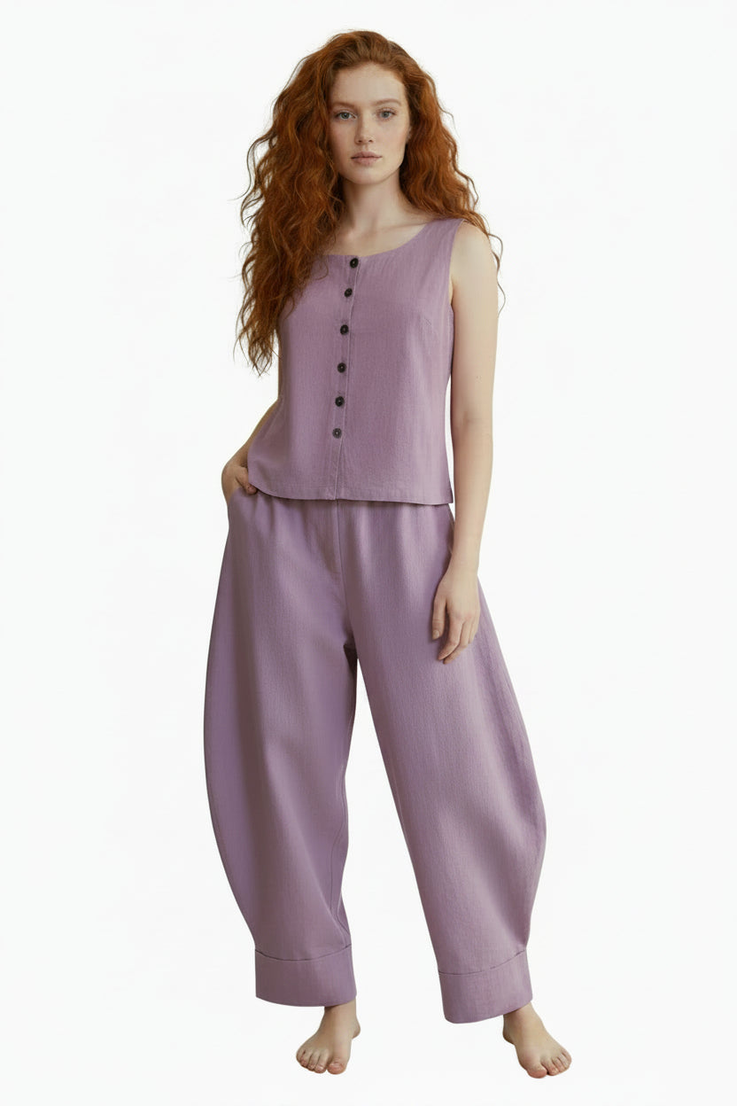 Made to Order Barrel Leg Trousers – Cotton Linen-Effect Fabric