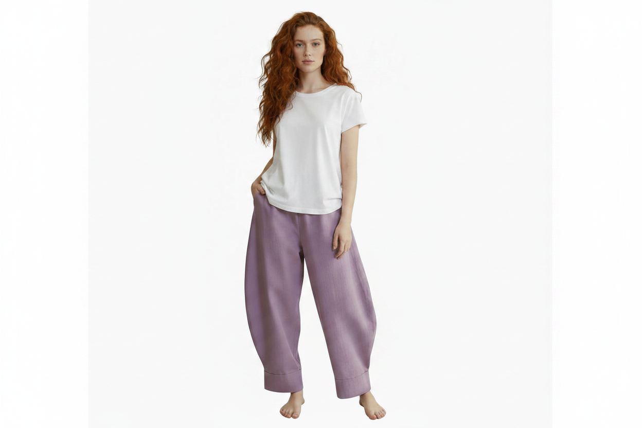 Made to Order Barrel Leg Trousers – Cotton Linen-Effect Fabric
