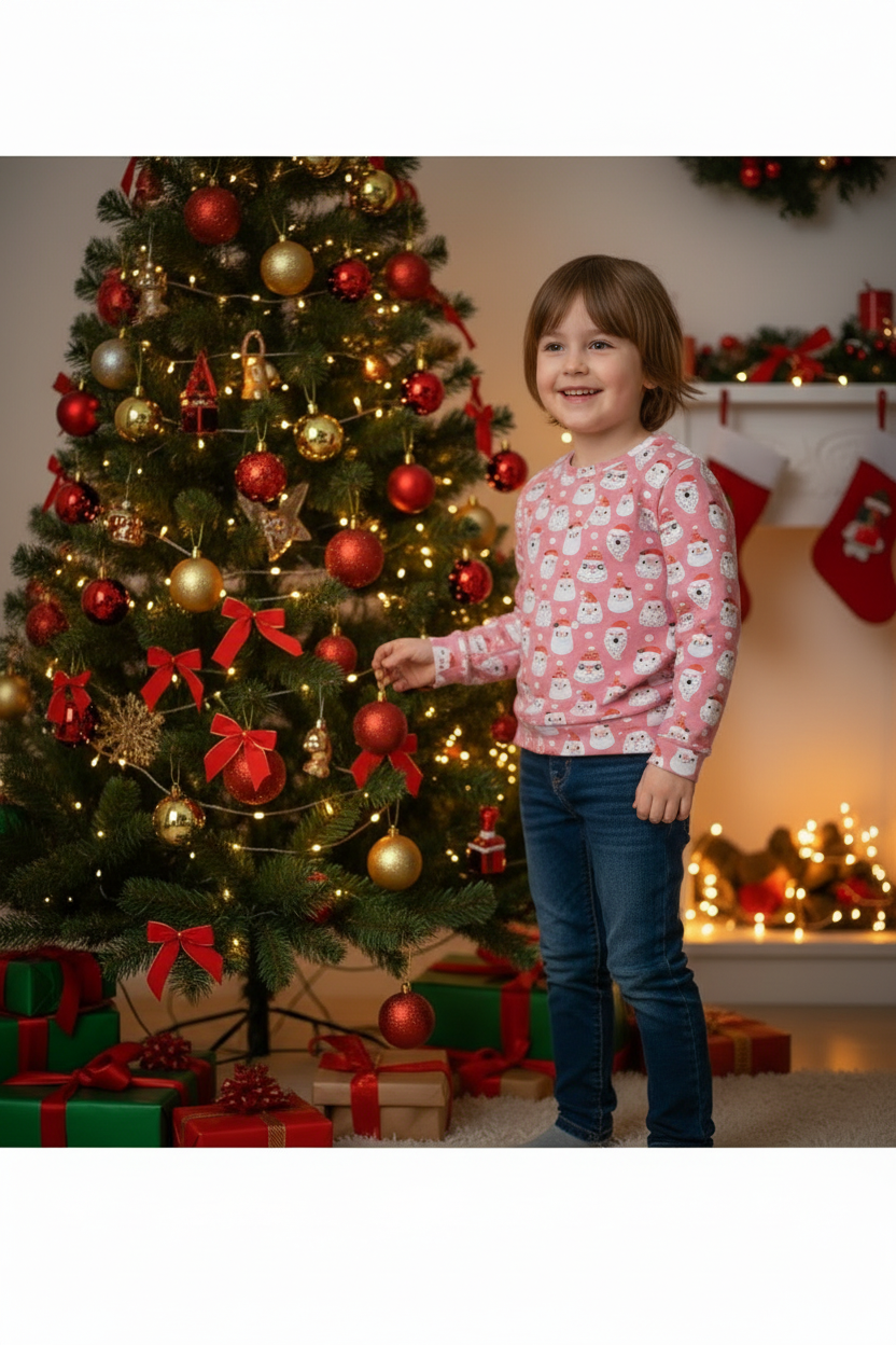 Christmas Santa Faces Jumper | Handmade Children's Sweatshirt