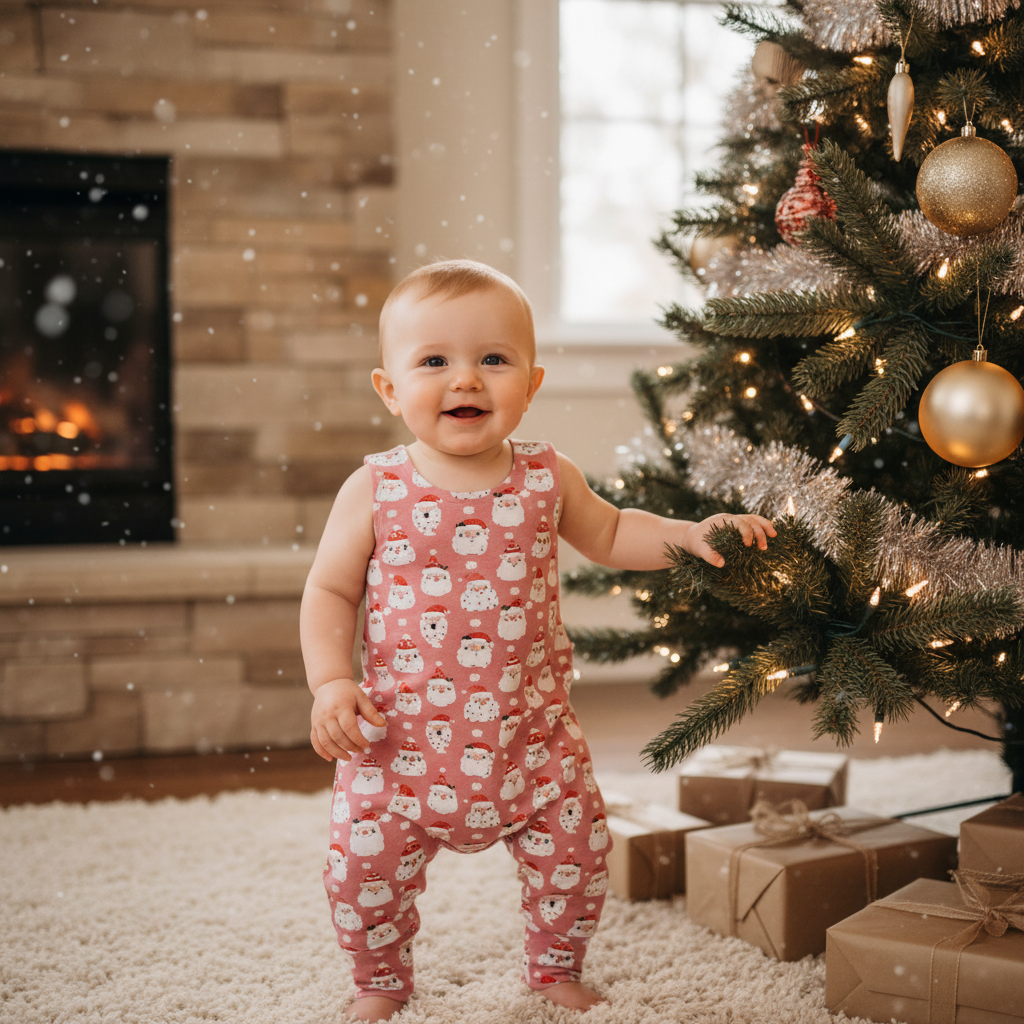 Christmas romper Santa faces