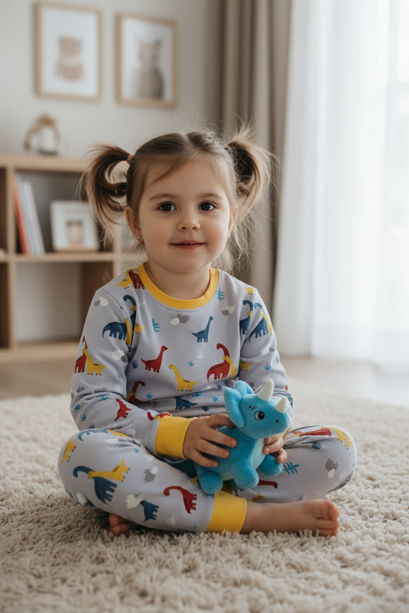 Loungewear -Dinosaur Silver Grey/Yellow