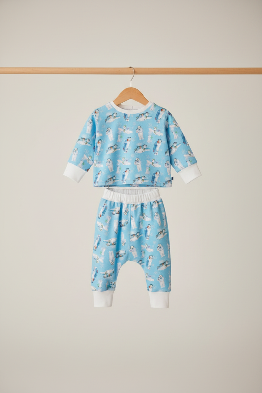 Snowman two-piece set  on a hanger