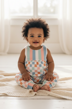 Checks and Stripes Boho Made to Order Slip-On Romper | Snazzy Sproglets