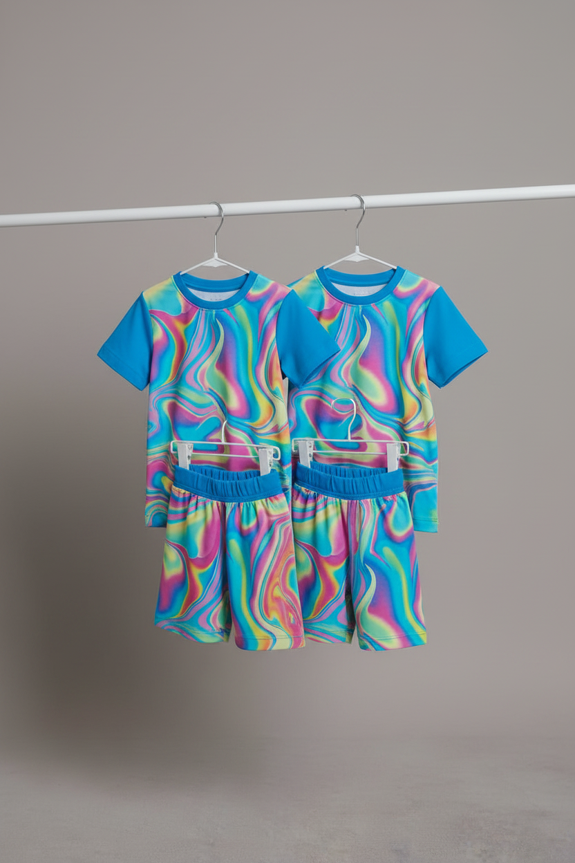 Kids Psychedelic Print Shorts Set – Cotton Jersey | Snazzy Sproglets